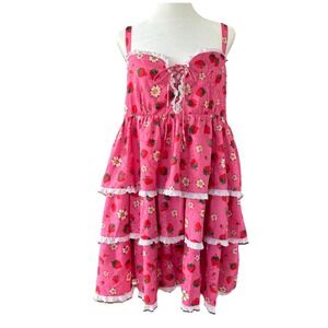 Dolls Kill x Strawberry Shortcake Ruffle Babydoll Dress Coquette Pink Women's 1X